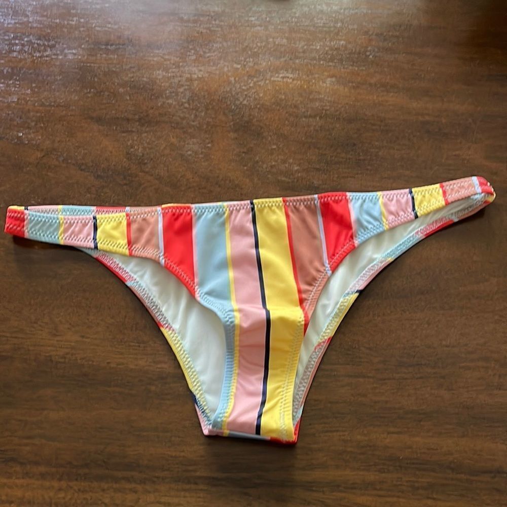 Solid and Striped Multicolored Swimsuit Bottom